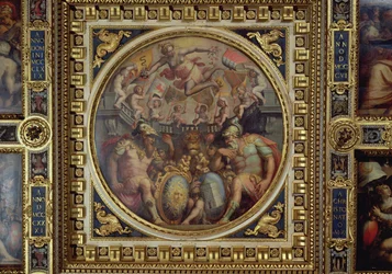 Allegorie der Stadtteile San Giovanni und Santa Maria Novella von der Decke der Sala dei Cinquecento, 1565